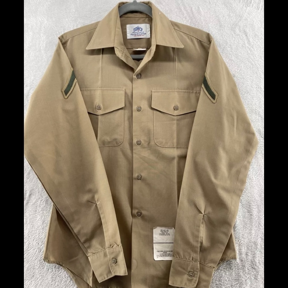 DSCP USMC Military Uniform Shirt Khaki Long Sleeve Valor Collection Size 15.5x34